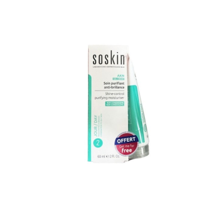 МАТУЮЧИЙ ГЕЛЬ-КРЕМ 3В1 + ПОДАРУНОК Soskin SHINE-CONTROL PURIFYING MOISTURISER + GENTLE PURIFYING CLEANSING GEL
