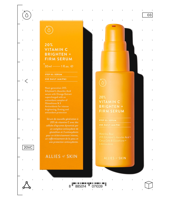 Сироватка з вітаміном С для обличчя Allies of Skin 20% Vitamin C Brighten + Firm Serum 30mL