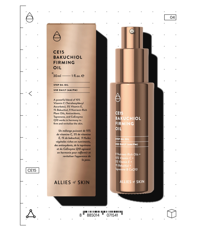 Олія для обличчя з бакучіолом Allies of Skin CE15 Bakuchiol Firming Oil 30mL