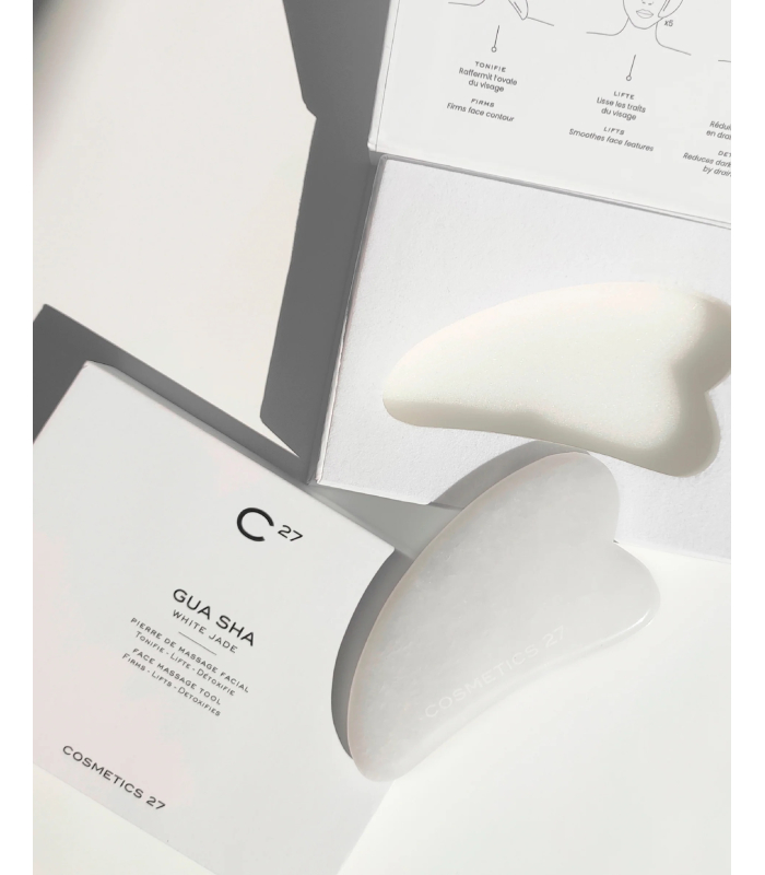 Гуа ша для масажу з білого нефриту Cosmetics 27 Gua Sha