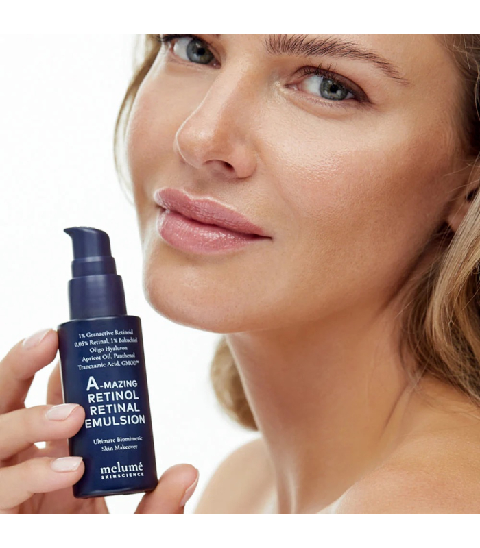 Нічна мікроемульсія з ретиноїдом і ретиналем Melumé Skinscience A-mazing Retinol Retinal Emulsion 30mL