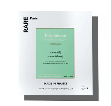 Набір з п'яти поживних масок для обличчя з гіалуроновою кислотою та скваланом RARE Paris Box of 5 Élixir Intense Nourishing Face Mask