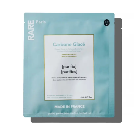 Очищувальна маска для обличчя з гамамелісом та екстрактом мальви RARE Paris Carbone Glacé Purifying Face Mask
